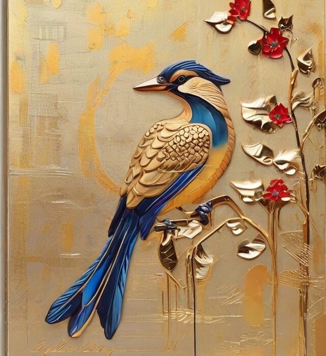 Golden Embossed Wall Painting For Home Decoration
