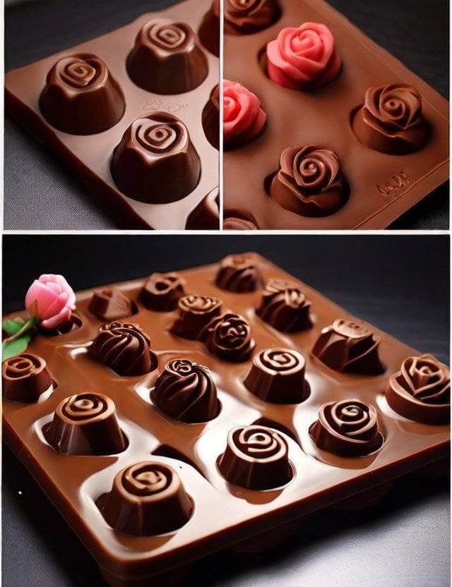 MoldBerry Chocolate Mould Silicone Flower Star Heart Rose